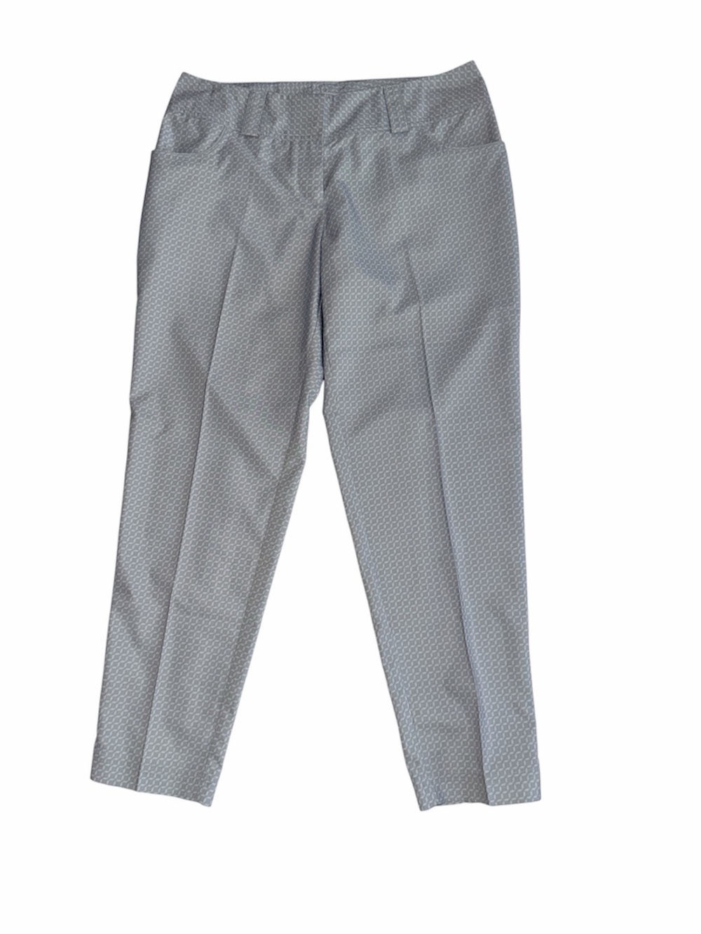 Adidas Golf Chrome/White Geometric Print Ankle Pants NWT Size M